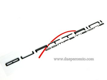 Adesivo QUATTRINI competizione 165 X 25mm scritta nera su fondo trasparente
