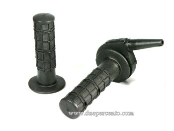 Comando gas super rapido DOMINO dritto con manopole, corpo in alluminio nero, per Vespa 50/ 50 Special/ ET3/ PK50-125/ PX125-200/ P200E/ Rally/ GTR/ TS/ Sprint