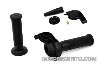 Comando gas super rapido DOMINO 90° con manopole, piastrina nera per Vespa 50/ 50 Special/ ET3/ PK50-125/ PX125-200/ P200E/ Rally/ GTR/ TS/ Sprint