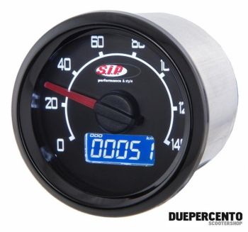 Contachilometri e contagiri Ø=52mm SIP 2.0, fondo nero, 14.000rpm per Vespa 50 N/L/R/S /90