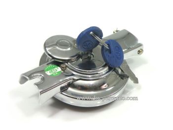 Tappo serbatoio cromato ribaltabile con serratura Vespa Rally/ PX125-200/ P200E/ V1-33/ VM/ VN/ VNA/ VBA/ VBB/ Sprint/ GT/ TS/ GL